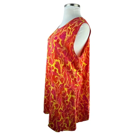 Bali Batiks Hand Painted Resort Wear Sleeveless Dress Bali Beachy Plus Size 1X - Picture 8 of 14